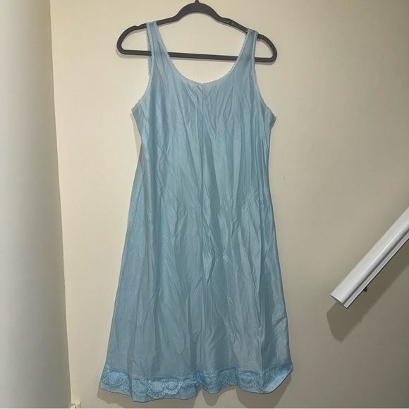 Women’s Vintage Baby Blue Vintage Slip Lace Rose Details Lingerie Dress No Size - Picture 11 of 16